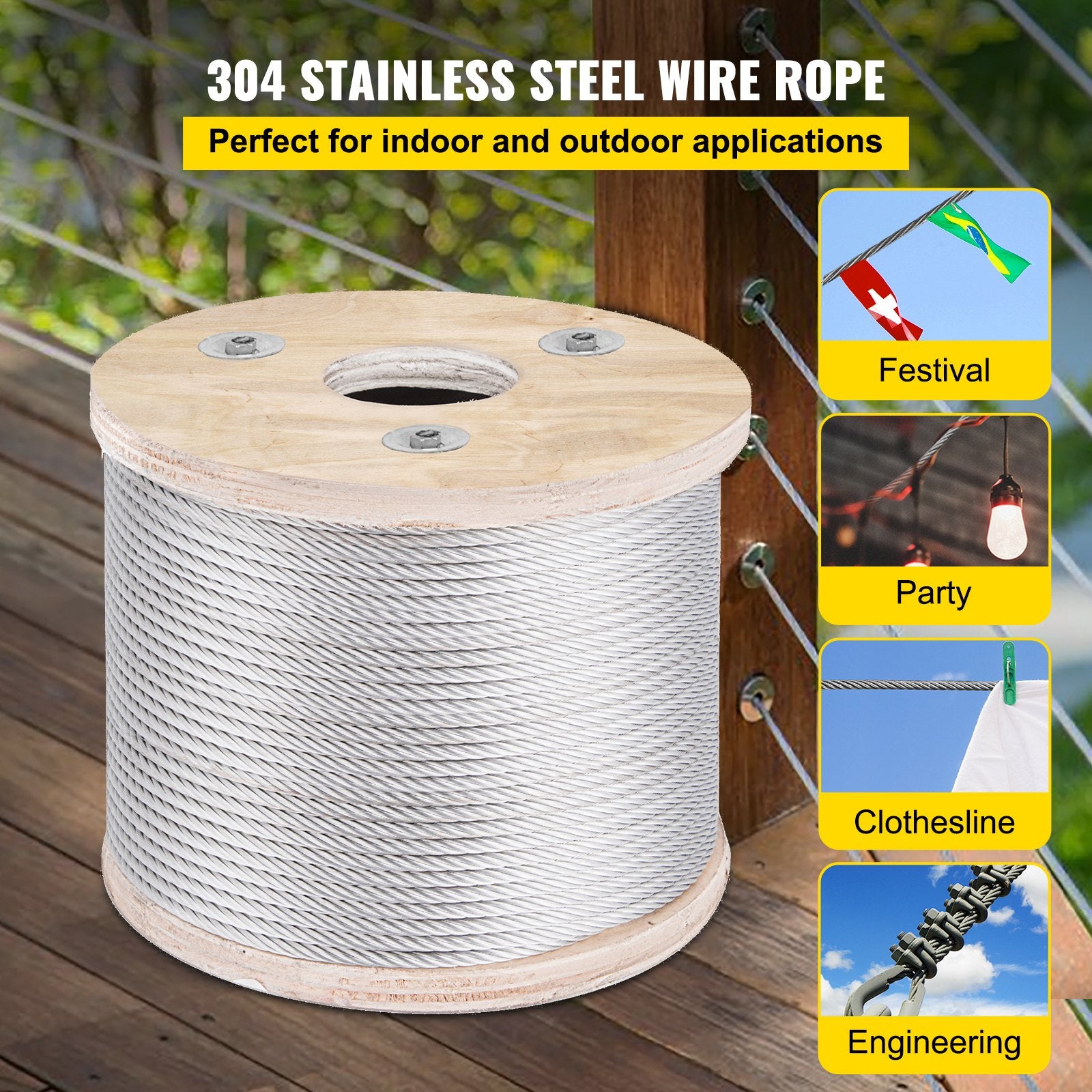 304 Stainless Steel Wire Rope Cable 4.8 mm 7x19 76 m reel