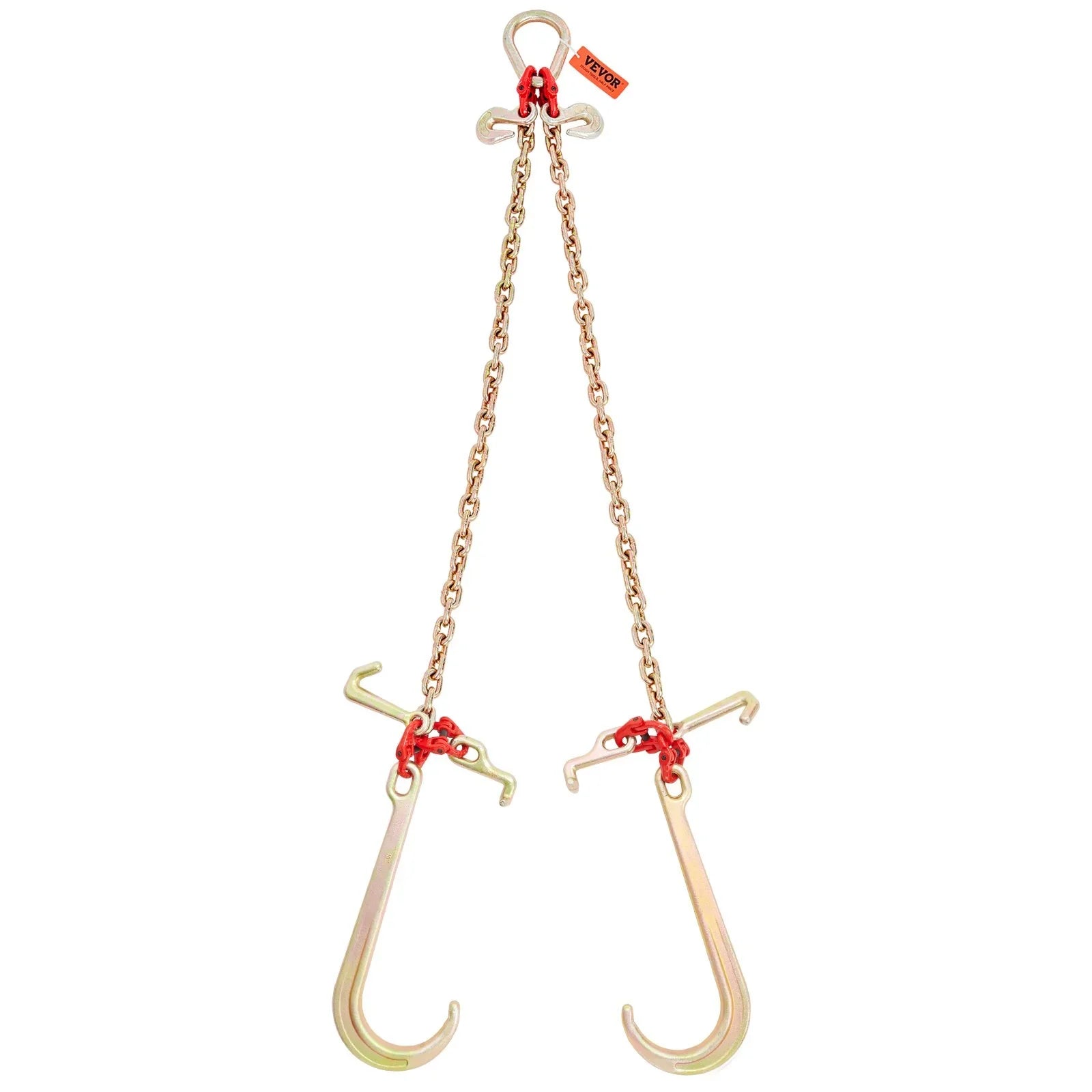 V-Chain Bridle, 4364 kg Working Load Limit, 8 x 914.4 mm G80 Tow Chain with RTJ Cluster Hooks, DOT Certified, Galvanized Coating Manganese Steel & D-Shackle, for Lifting & Moving Activities
