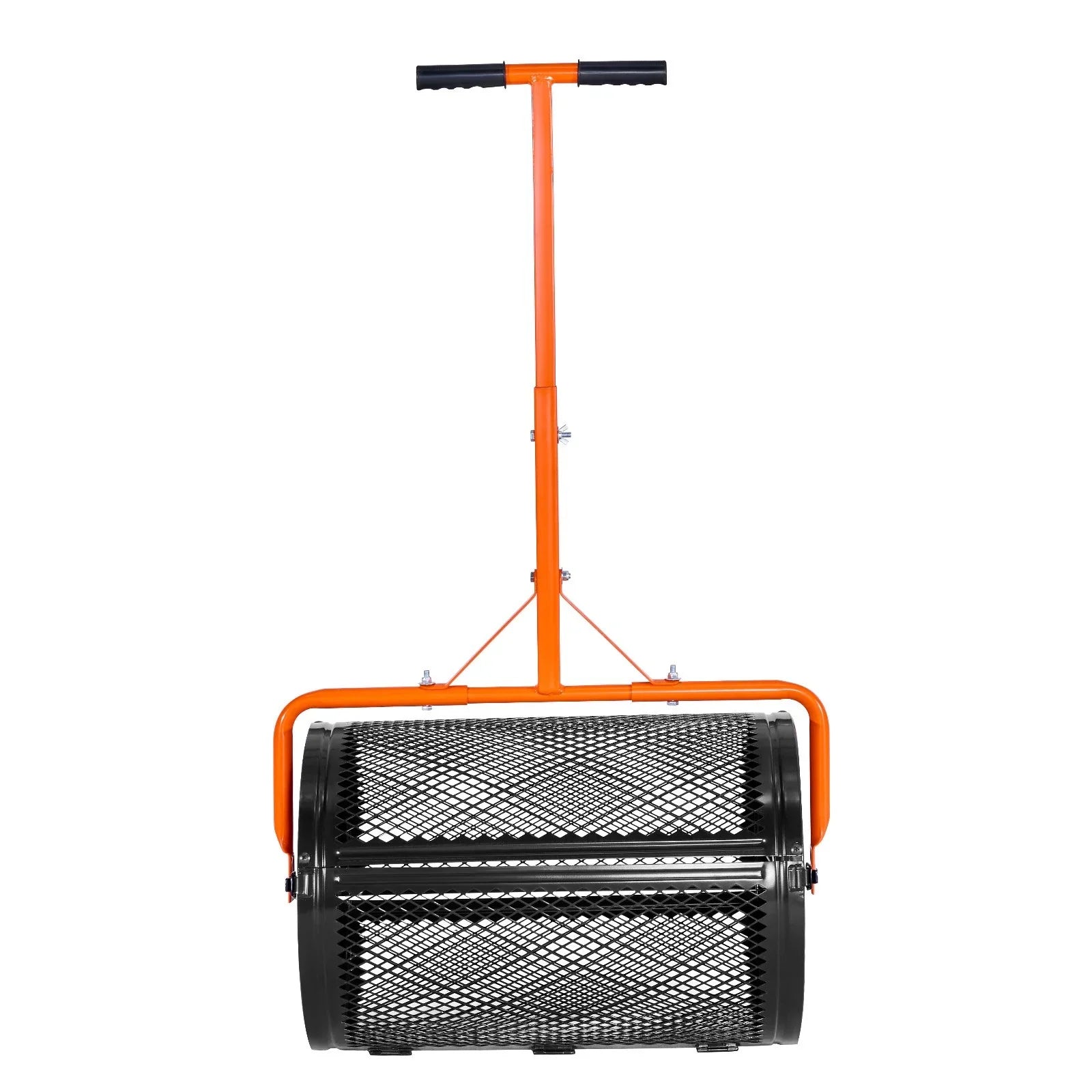 Compost Spreader, 24 in Wide Peat Moss Spreader with T Shaped Handle, 3 Heights Adjustable, Powder-Coated Steel Garden Peat Moss Roller, Heavy Duty Grass Seed Spreaders for Planting Seeding