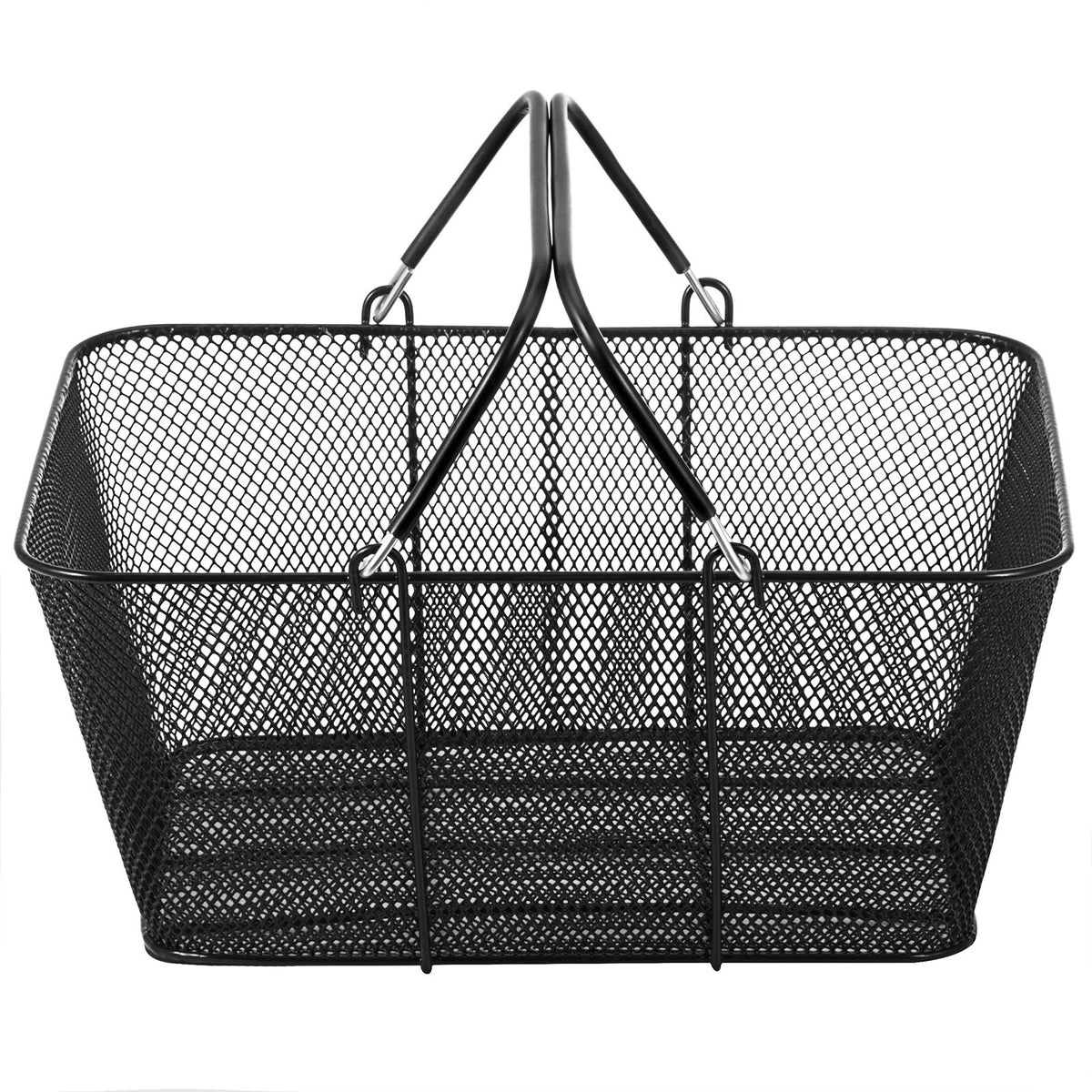 12PCS Black Metal Shopping Baskets with Handles Retail Grocery Store Set