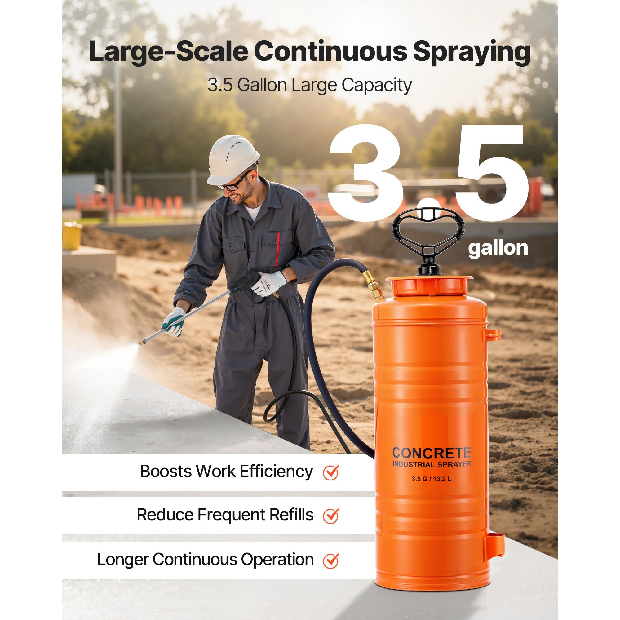 14L Stainless Steel Concrete Sprayer Industrial Pump Sprayer with Wand
