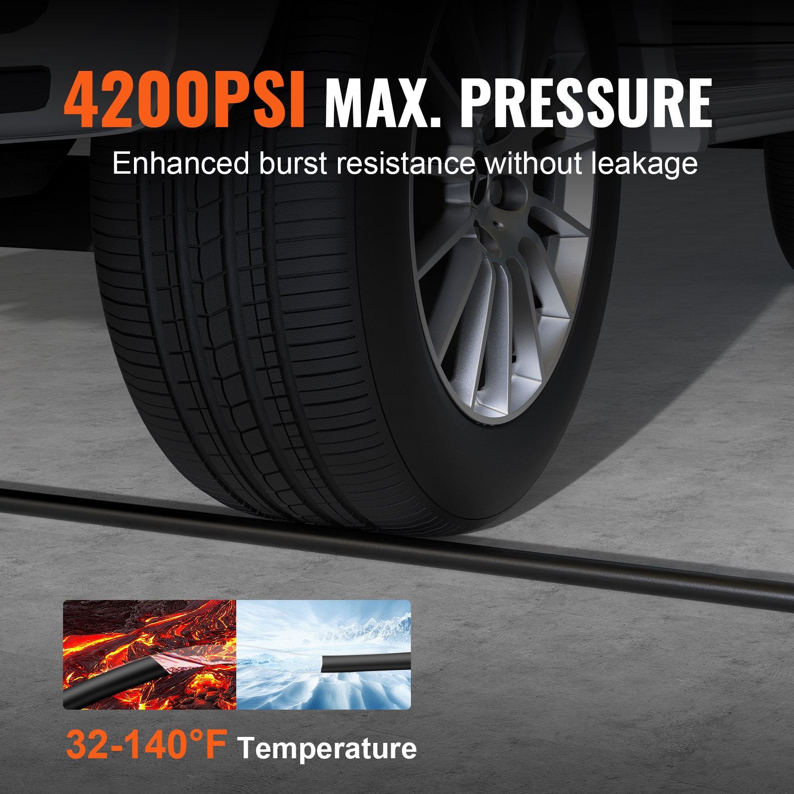 Pressure Washer Hose, 100FT, 1/4