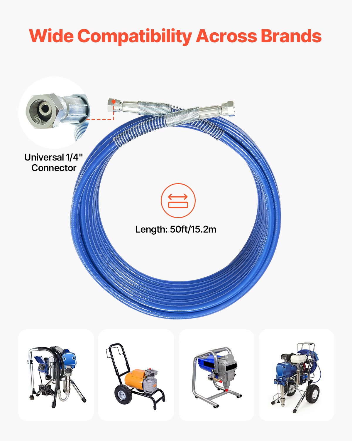 50ft Airless Paint Sprayer Hose 1/4 in Universal Airless Paint Spray Hose