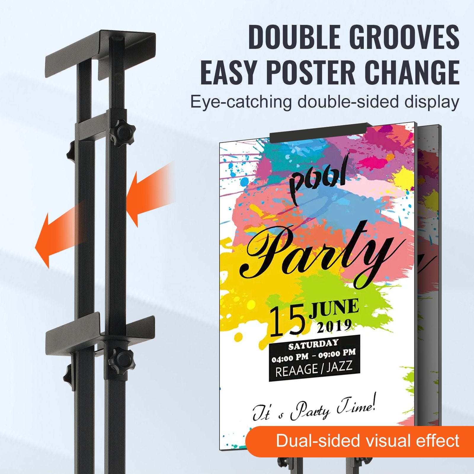 Poster Stand, Adjustable Height Up to 75