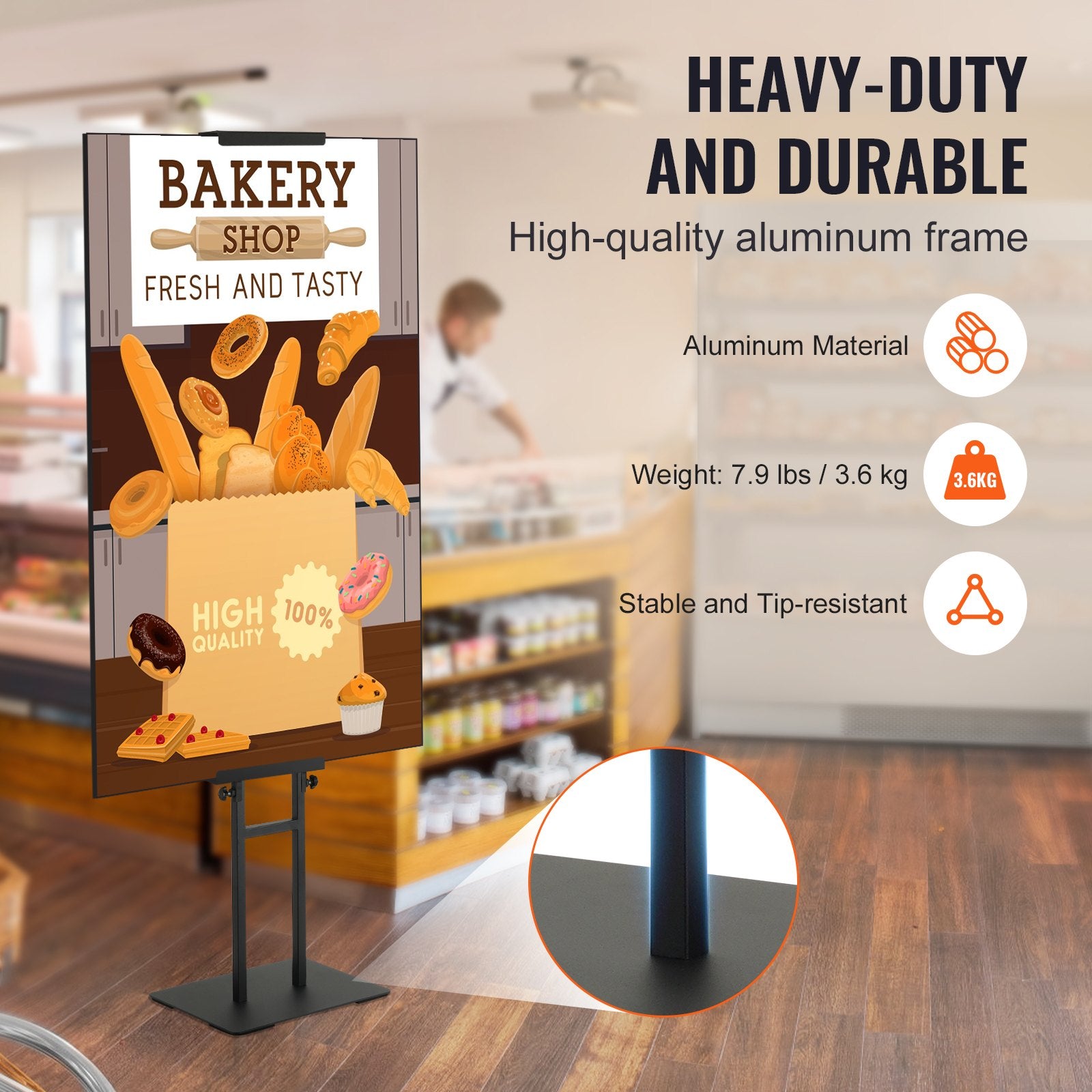 Poster Stand, Adjustable Height Up to 75