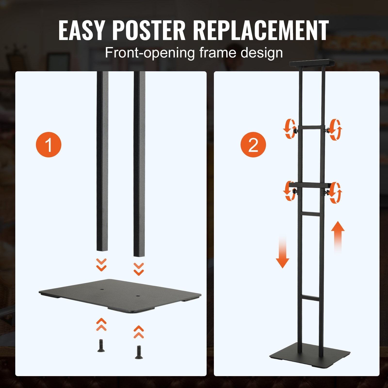 Poster Stand, Adjustable Height Up to 75