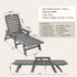 Outdoor Chaise Lounge Chair Grey 6-Position Reclining Patio Bench Seat