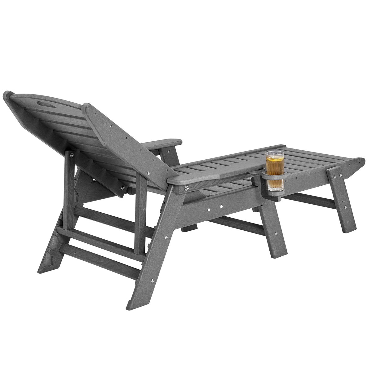 Outdoor Chaise Lounge Chair Grey 6-Position Reclining Patio Bench Seat