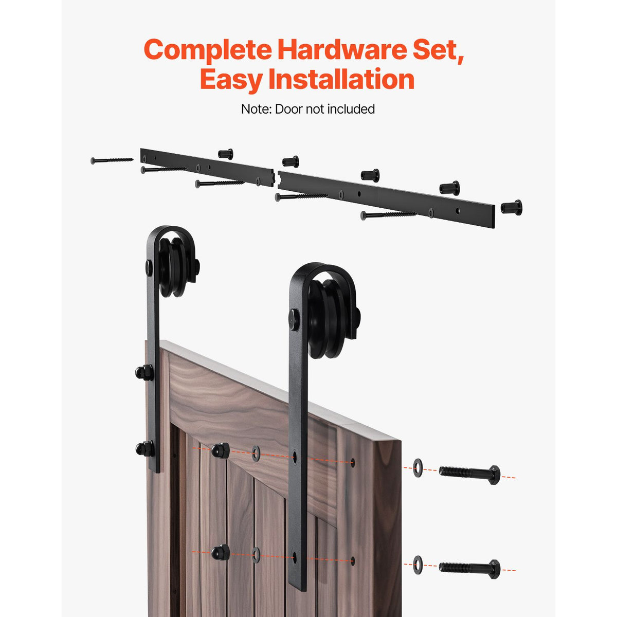 1500 mm Sliding Barn Door Hardware Kit for Single Sliding Barn Door Black