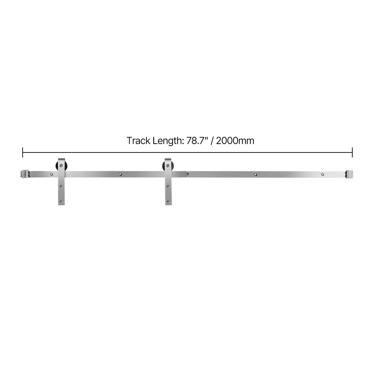 2000mm Sliding Barn Door Hardware Kit Carbon Steel Track Set - Silver Finish