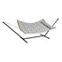 Two Person Hammock with Stand Included, Double Hammock with Curved Spreader Bar and Detachable Pillow and Portable Carrying Bag, Perfect for Outdoor Freestanding Hammock, 480lb Capacity