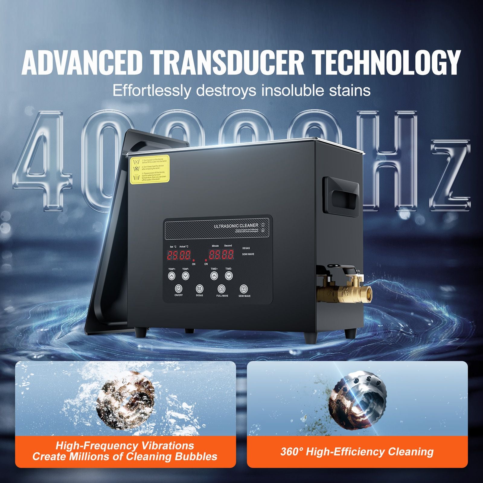 6L Ultra Sonic Cleaner, 180W Digital Ultrasonic Cleaning Machine with Gentle Mode & Upgraded Degassing, 40kHz Industrial Ultrasound Cleaner with Heater & Timer for Retainer, Jewelry, Tools