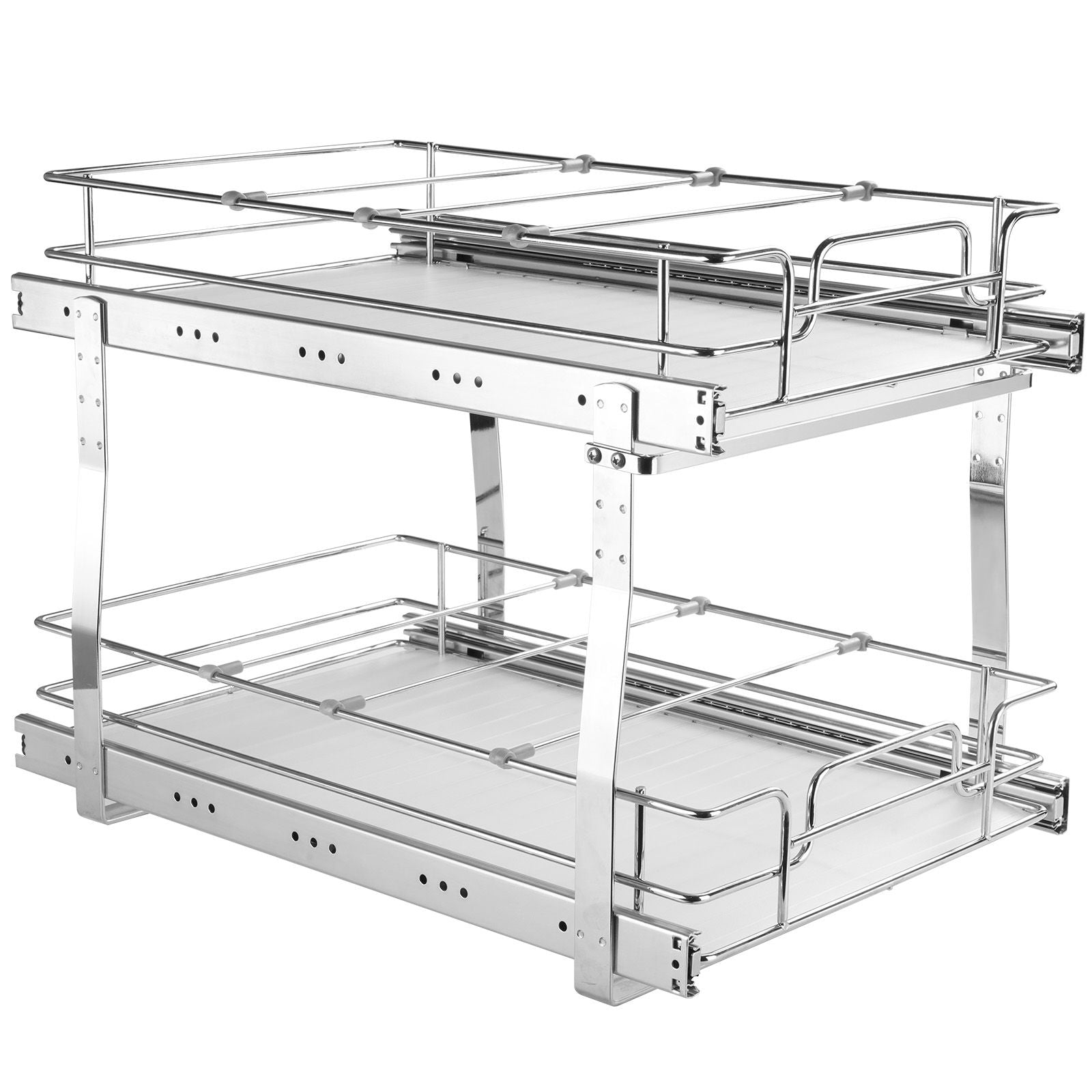 2-Tier Wire Pull Out Cabinet Under Sink Organizer 14x21 Inch Drawer Basket