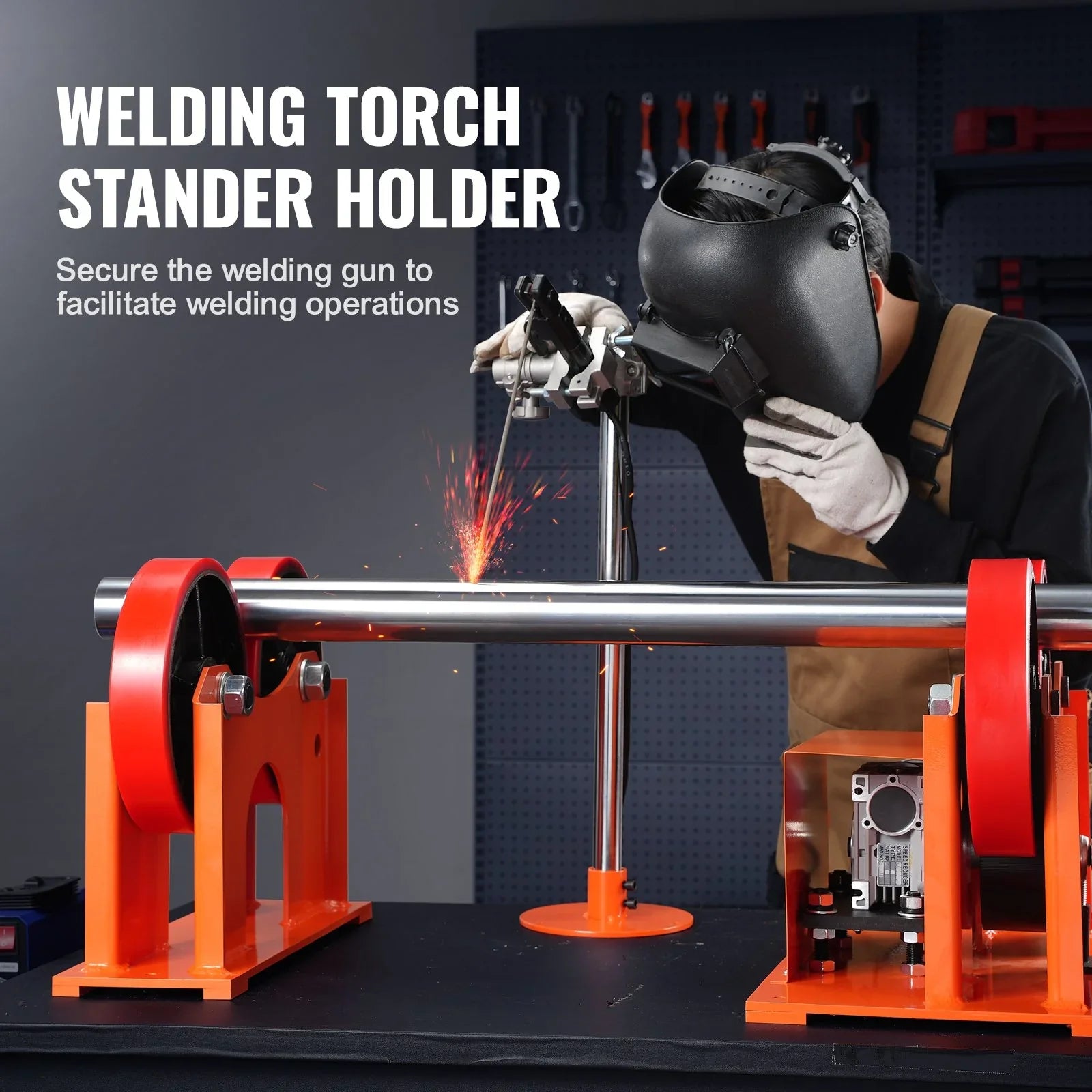 Turning Rolls Linkage Roller, 1000KG/2205LBS Loading Welding Turning Roll, 25-1400mm Diameter, 80-1600 mm/min Rotary Welding Positioner & Welding Torch Stand for Welding Equipment Support