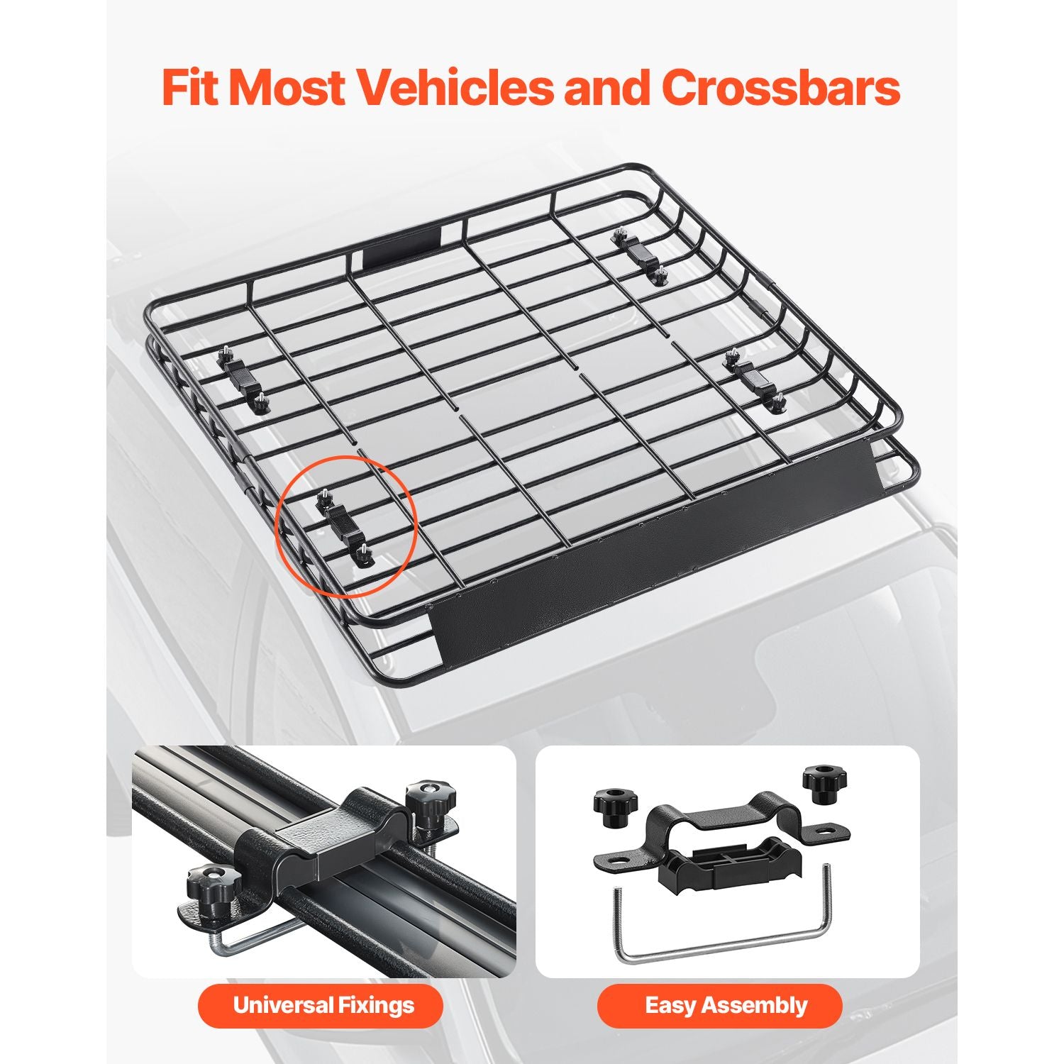 Universal Roof Rack Cargo Carrier Basket 1095x1270mm Alloy Steel SUV