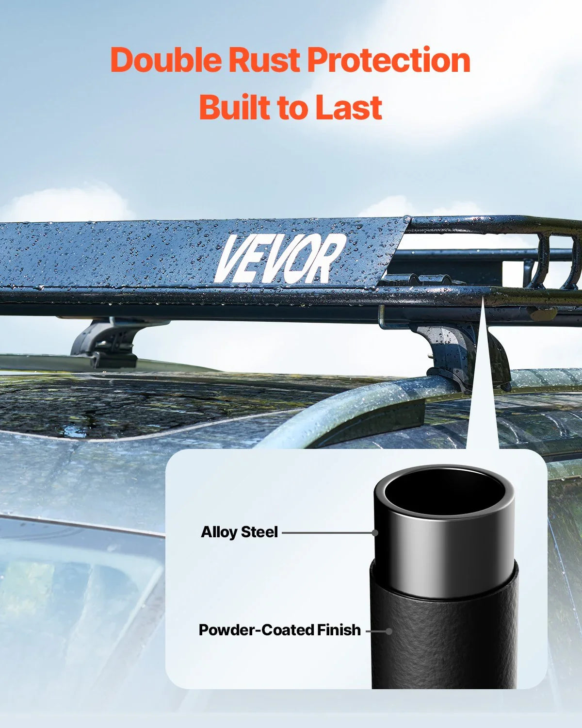 Roof Rack Cargo Carrier, 1095 x 1270 x 105 mm, Universal Rooftop Cargo Basket, Car Top Luggage Holder with 68 kg Max Load Capacity, 4.1 in Fence, Anti-Rust Alloy Steel, Wind Fairing, for SUV Car