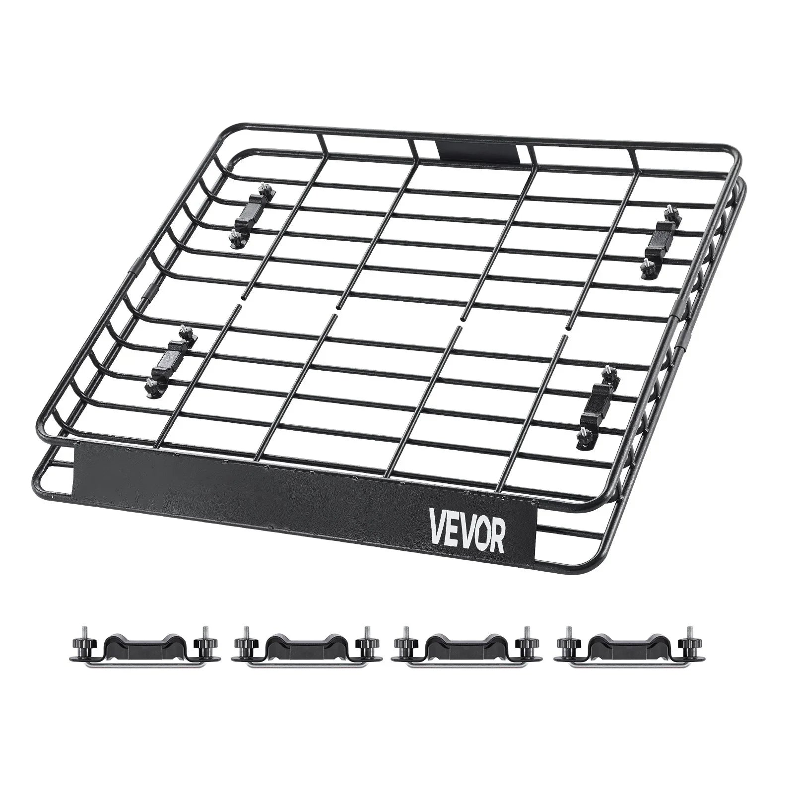 Roof Rack Cargo Carrier, 1095 x 1270 x 105 mm, Universal Rooftop Cargo Basket, Car Top Luggage Holder with 68 kg Max Load Capacity, 4.1 in Fence, Anti-Rust Alloy Steel, Wind Fairing, for SUV Car