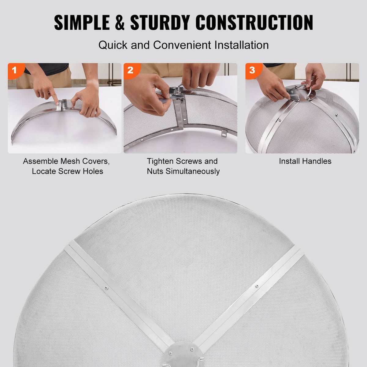 40in Round Fire Pit Spark Screen Heavy Duty Steel Fire Pit Cover Lid
