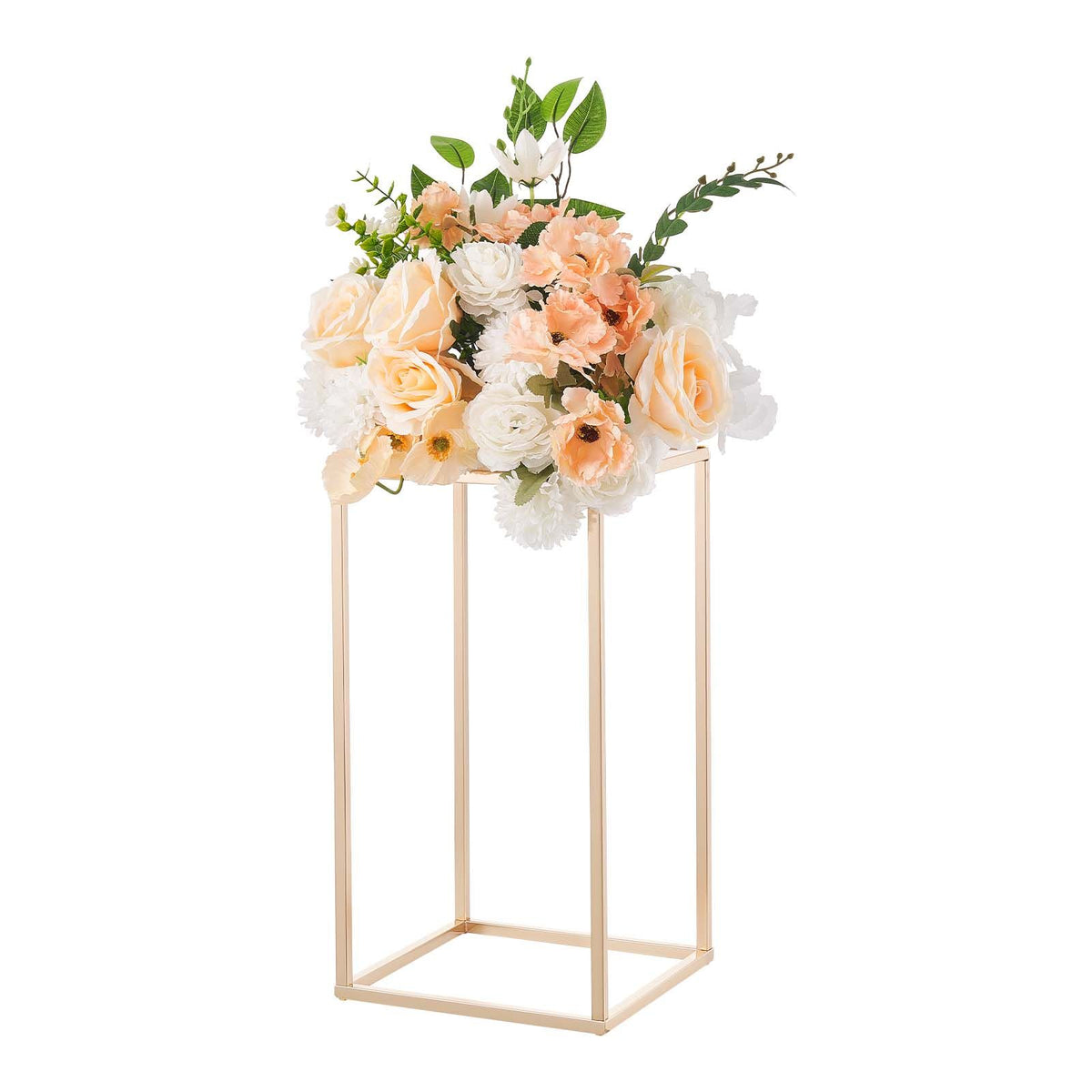 10 Pack 40cm Gold Wedding Flower Stands with Acrylic Shelf Centerpiece