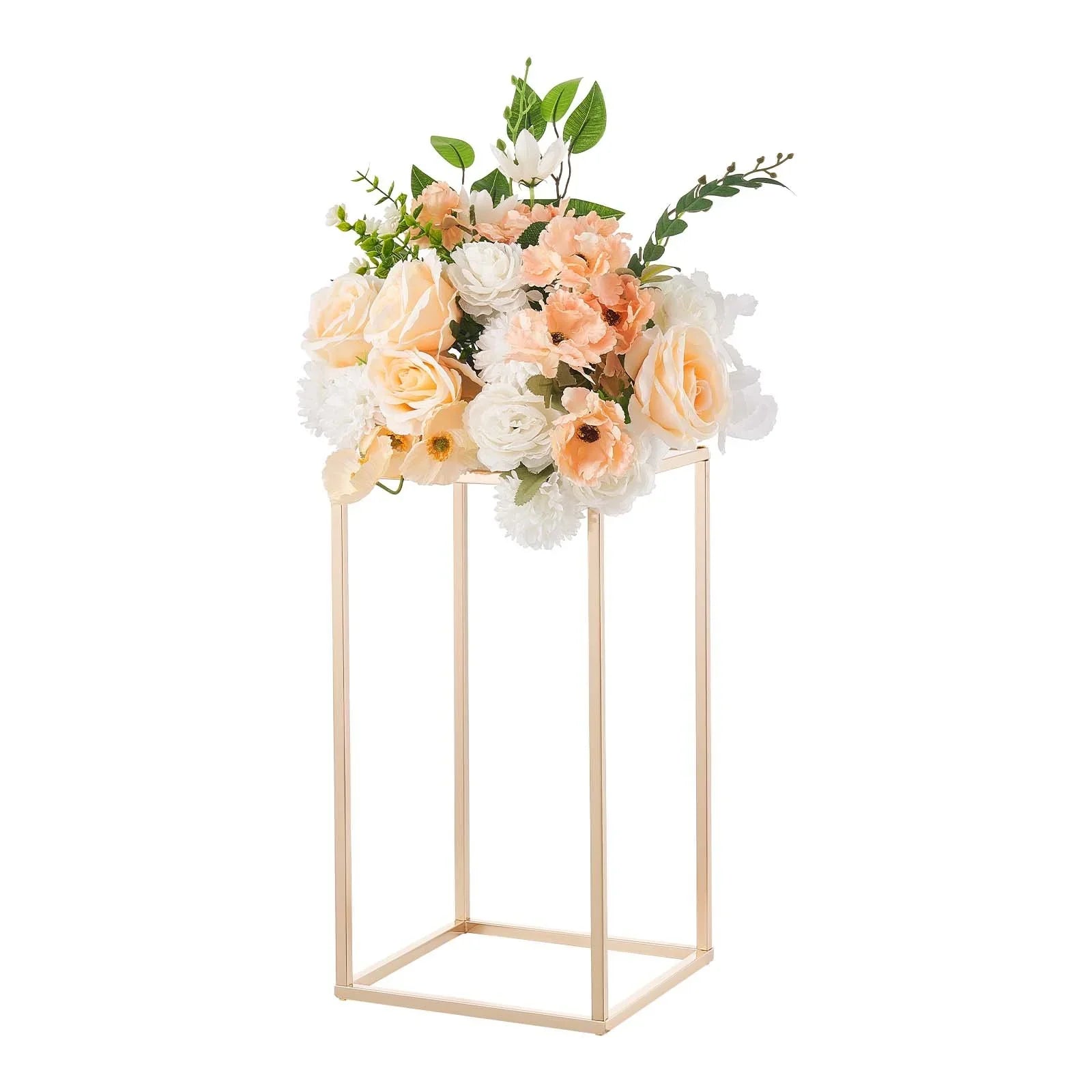 Wedding Flower Stand, 10PCS 40cm Column Flower Stand, Floral Stands with Acrylic Laminate, Gold Rectangular Floral Display Rack for Wedding, Party, Birthday, Home, Gold Centerpiece Stands