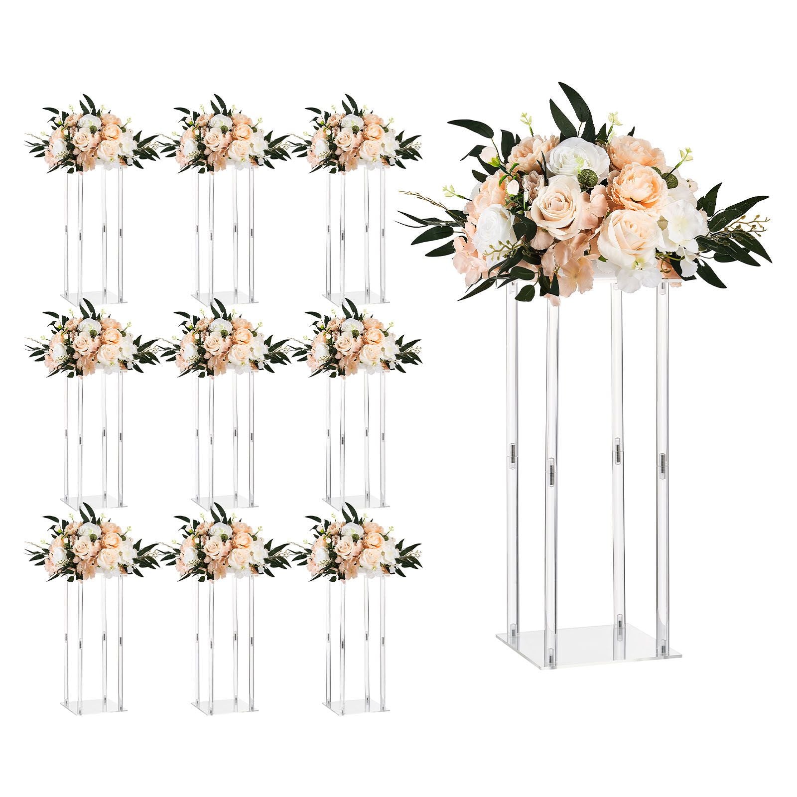 10pcs 50cm Wedding Flower Stands Acrylic Floral Display Column Centerpiece