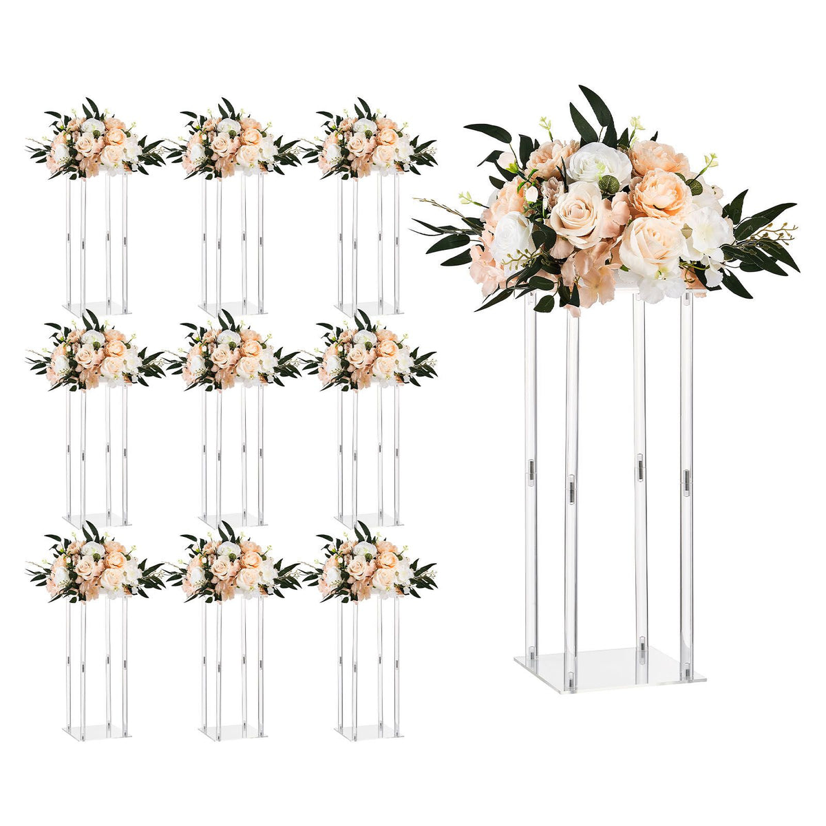 10pcs 50cm Wedding Flower Stands Acrylic Floral Display Column Centerpiece