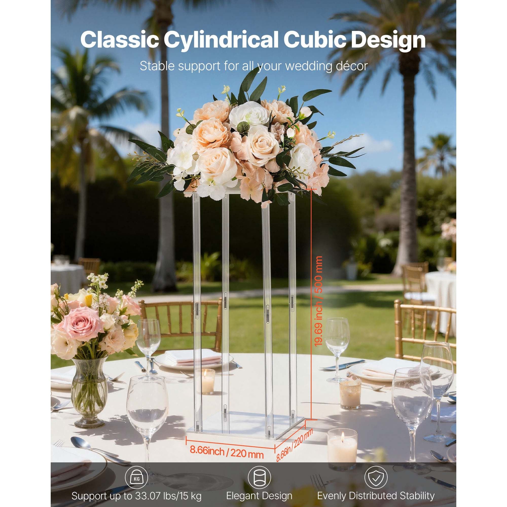 10pcs 50cm Wedding Flower Stands Acrylic Floral Display Column Centerpiece