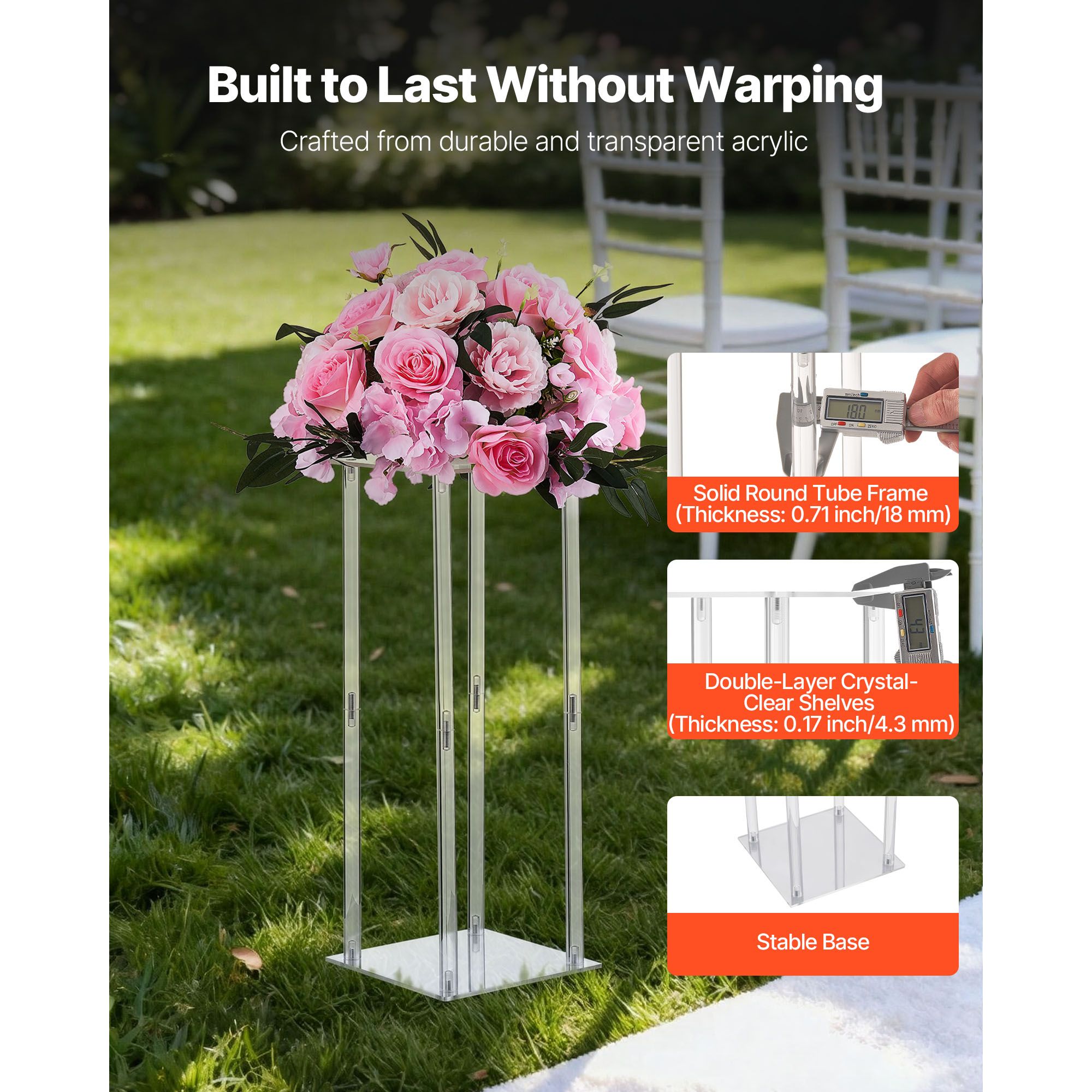 10pcs 50cm Wedding Flower Stands Acrylic Floral Display Column Centerpiece