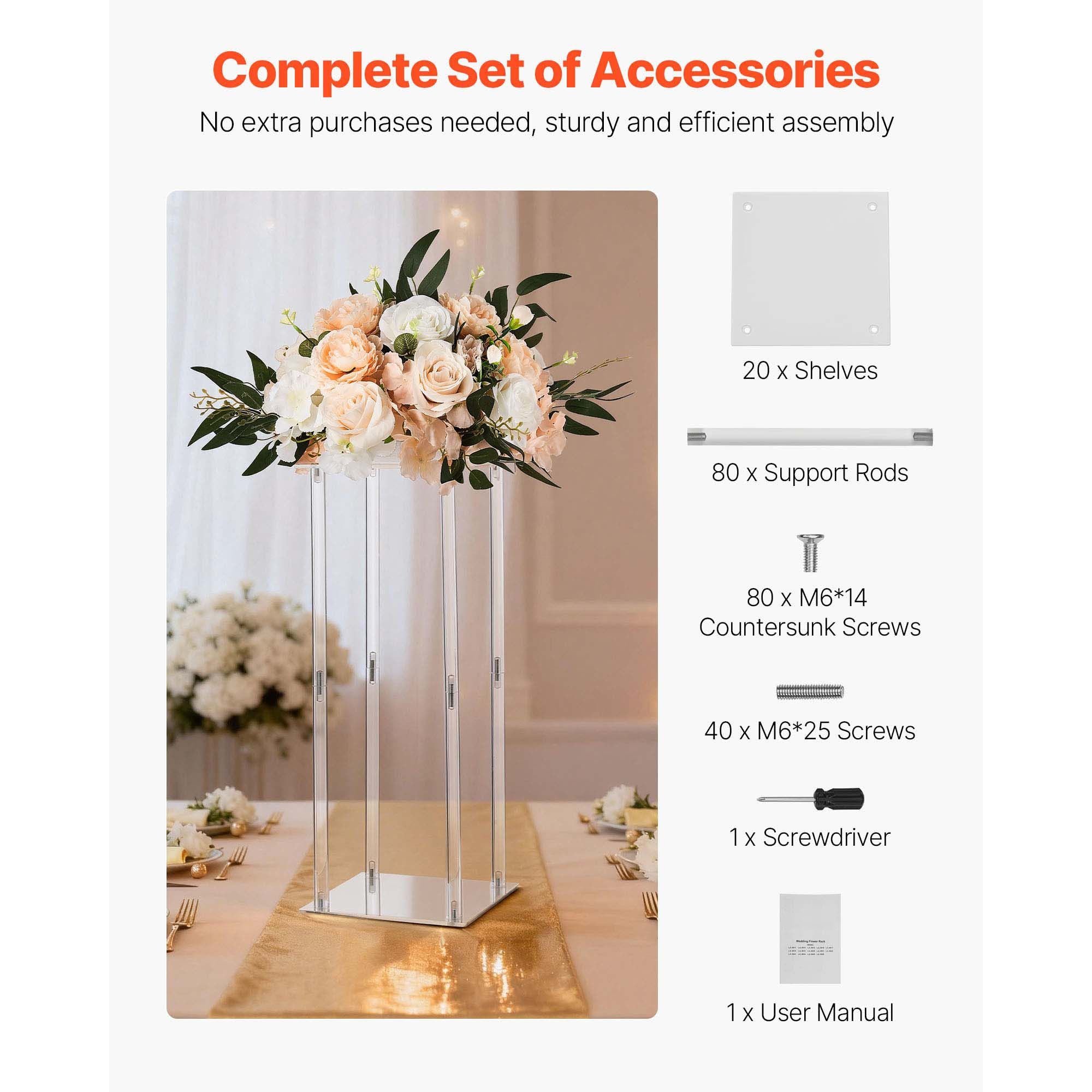 10pcs 50cm Wedding Flower Stands Acrylic Floral Display Column Centerpiece