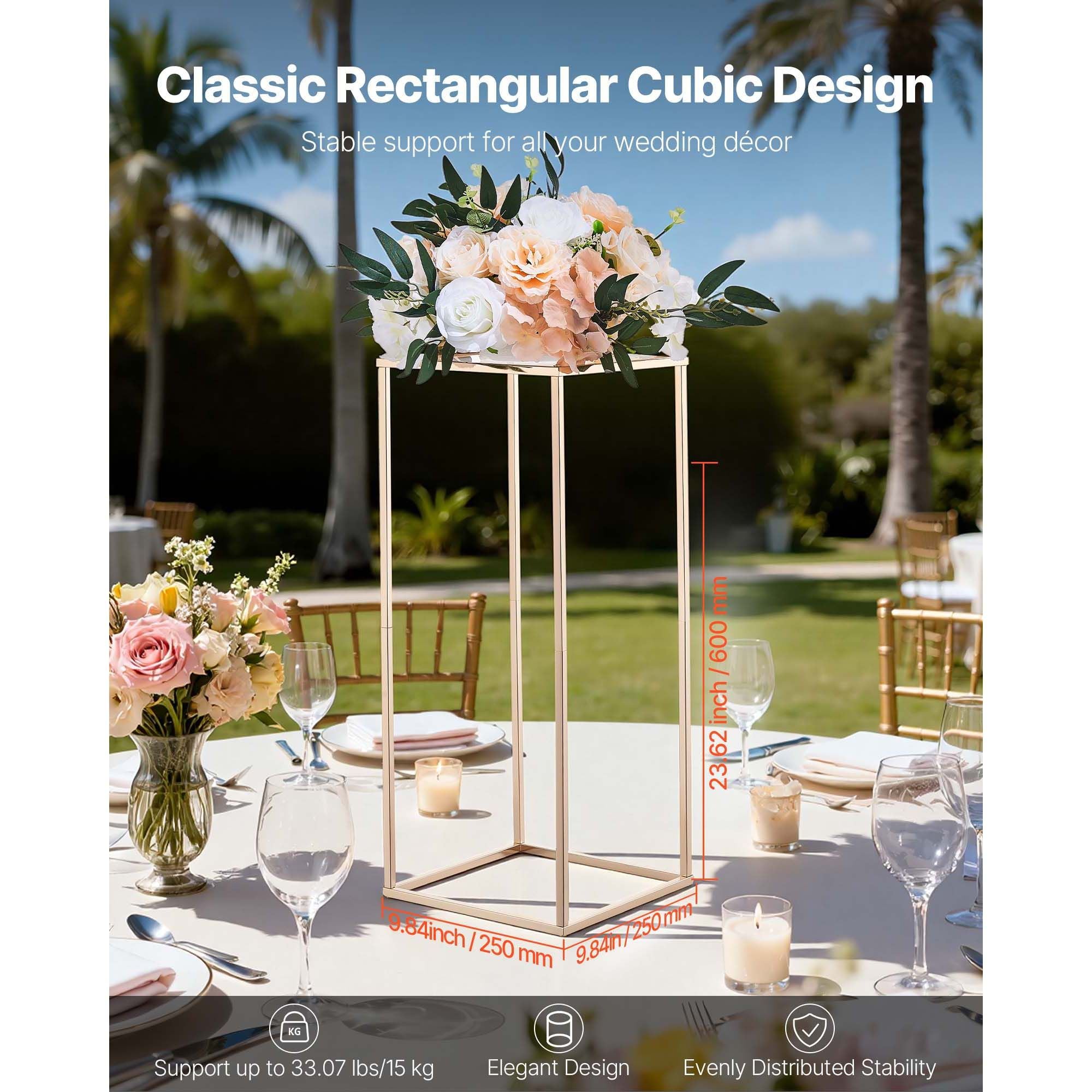 10pcs 60cm Gold Wedding Flower Stands Acrylic Floral Centerpiece Rack