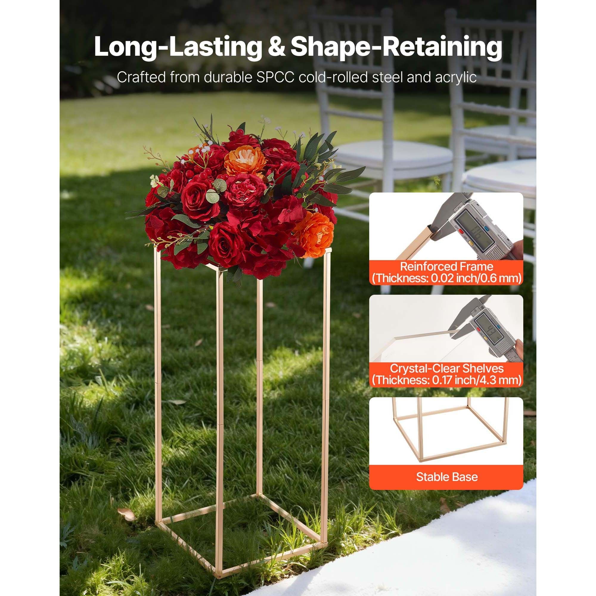 10pcs 60cm Gold Wedding Flower Stands Acrylic Floral Centerpiece Rack