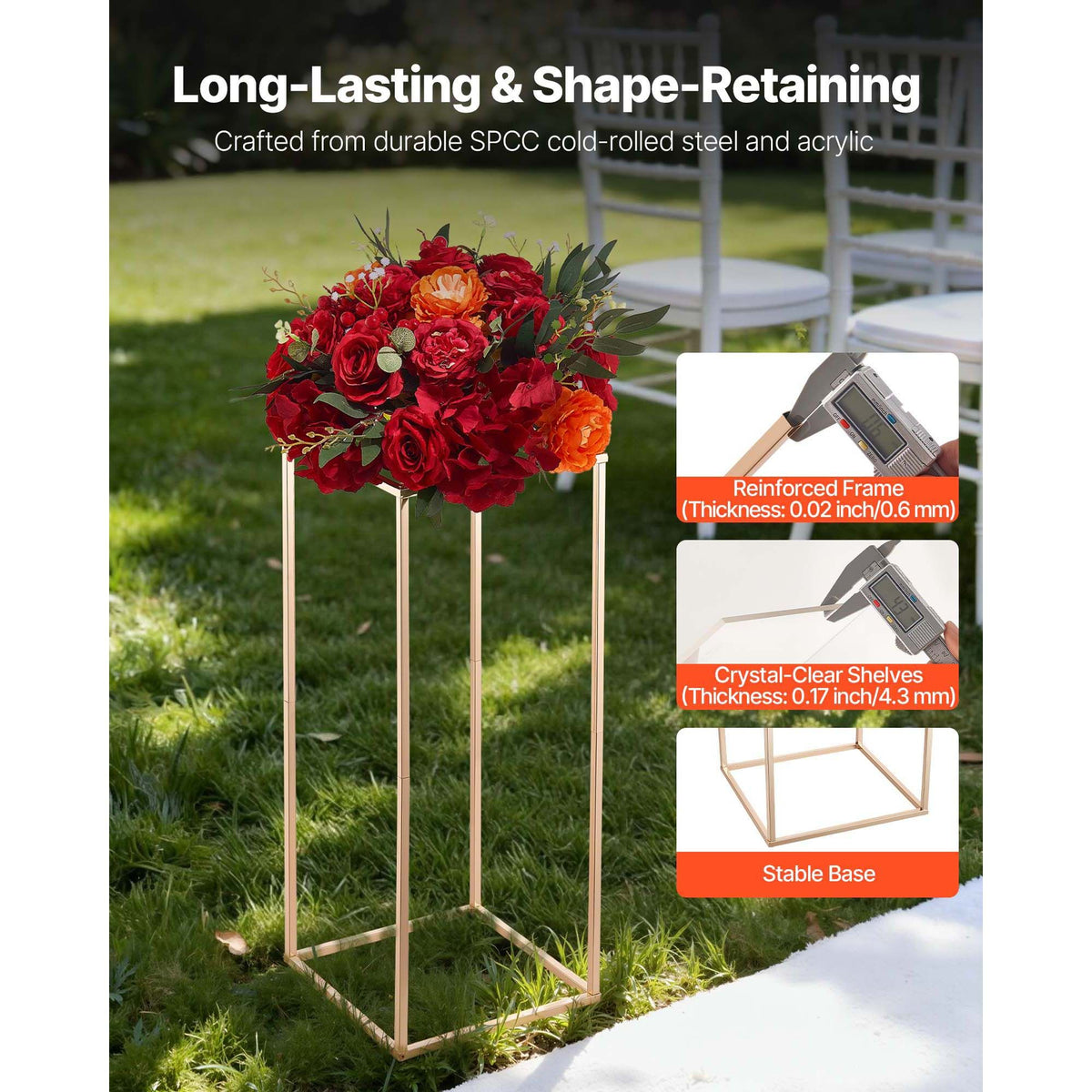 10pcs 60cm Gold Wedding Flower Stands Acrylic Floral Centerpiece Rack