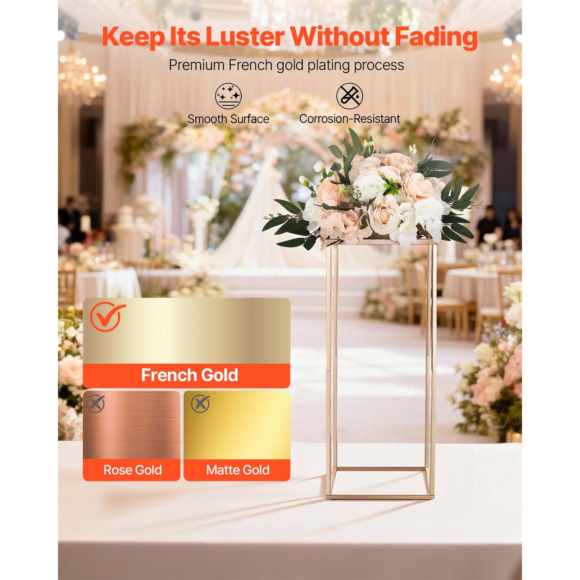 10pcs 60cm Gold Wedding Flower Stands Acrylic Floral Centerpiece Rack