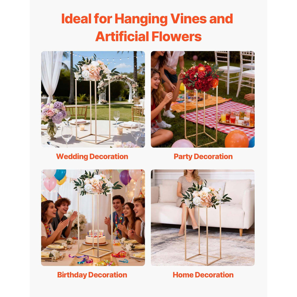 10pcs 60cm Gold Wedding Flower Stands Acrylic Floral Centerpiece Rack