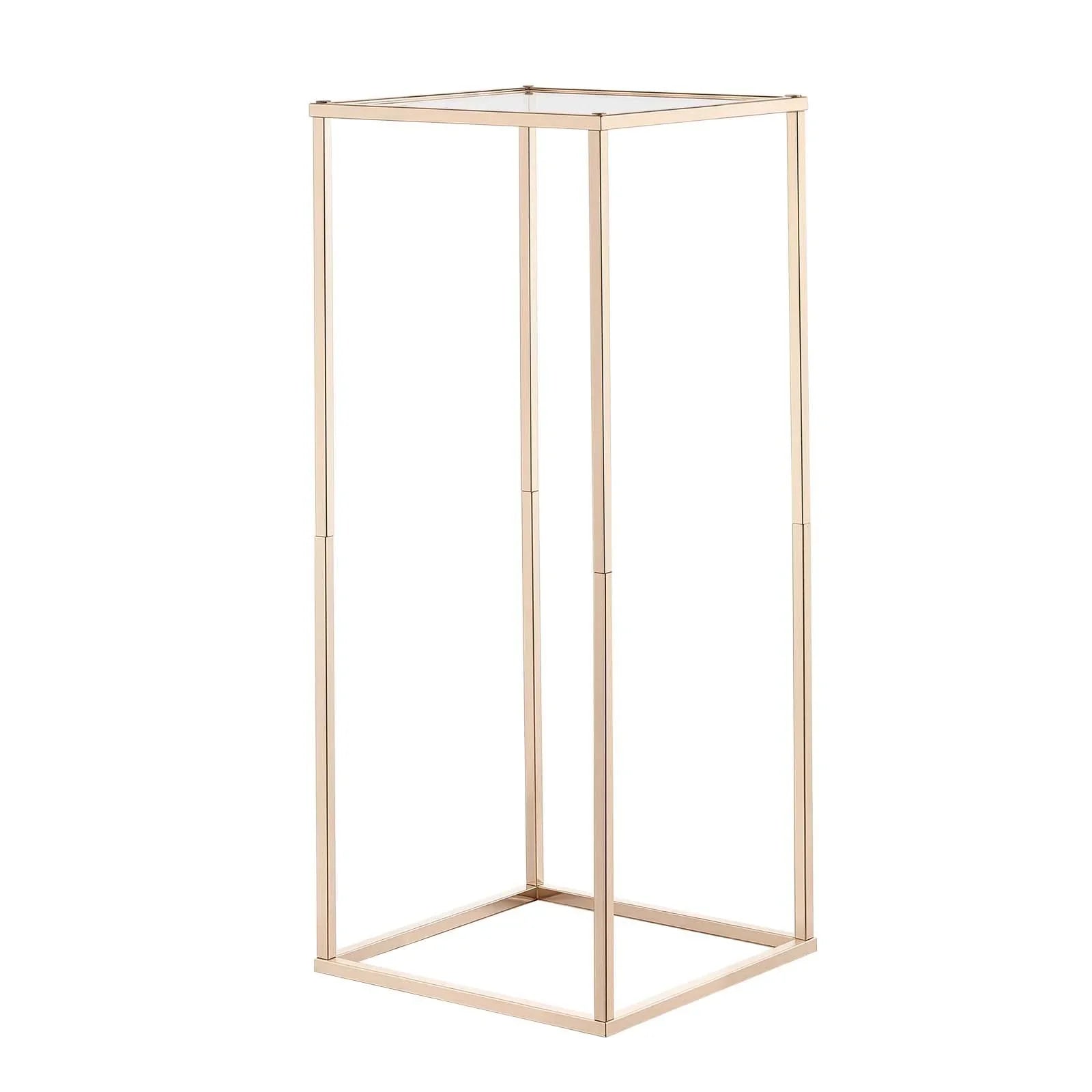 Wedding Flower Stand, 10PCS 60cm Column Flower Stand, Floral Stands with Acrylic Laminate, Gold Rectangular Floral Display Rack for Wedding, Party, Birthday, Home, Gold Centerpiece Stands