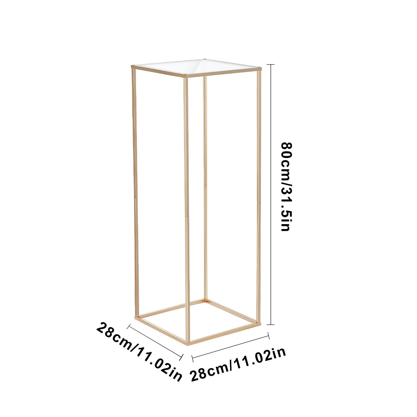 10PCS 31.5inch/80cm High Wedding Flower Stand, With Acrylic Laminate,Metal Vase Column Geometric Centerpiece Stands, Gold Rectangular Floral Display Rack for Events Reception, Party Decoration