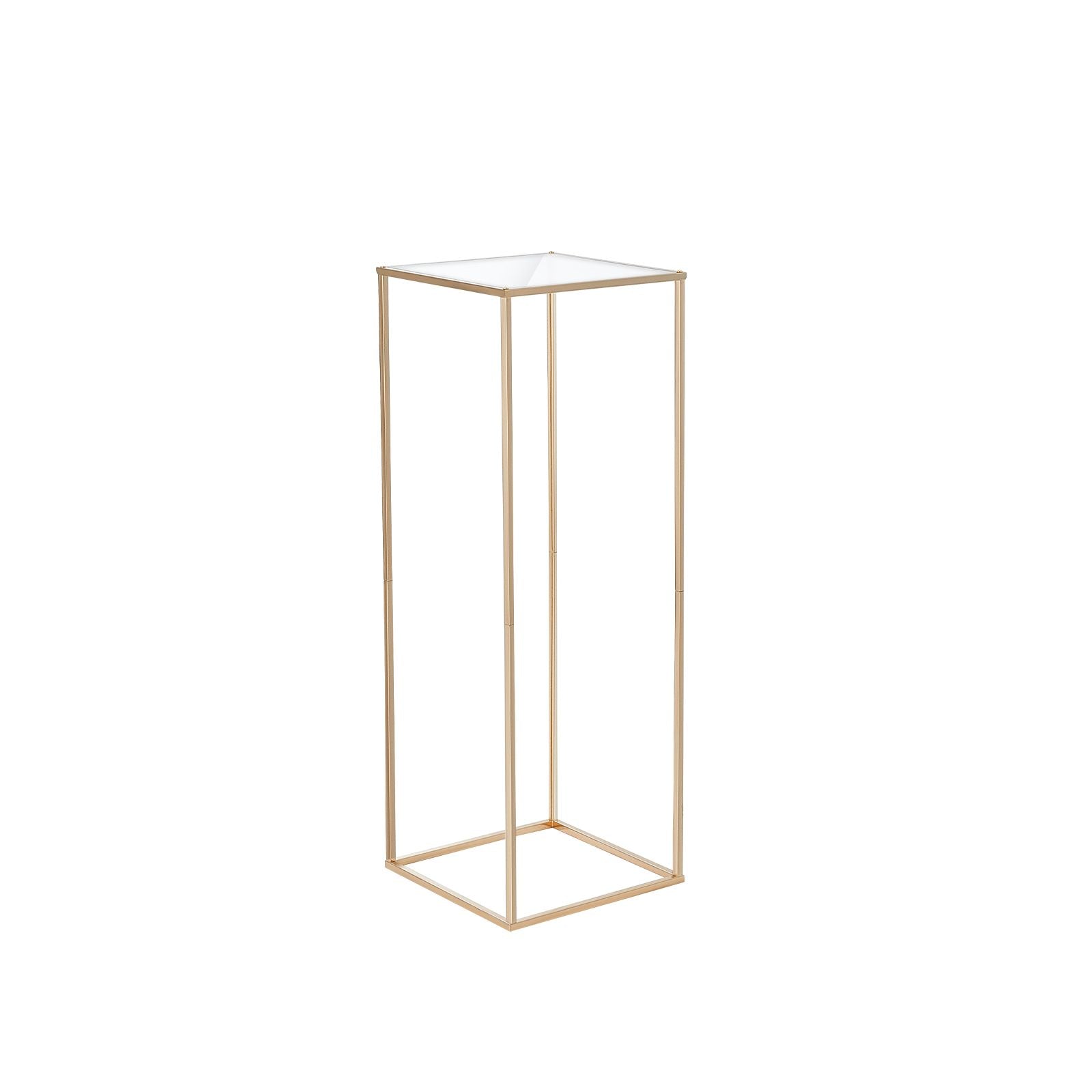 10PCS 31.5inch/80cm High Wedding Flower Stand, With Acrylic Laminate,Metal Vase Column Geometric Centerpiece Stands, Gold Rectangular Floral Display Rack for Events Reception, Party Decoration