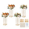 4PCS Gold Metal Column Wedding Flower Stand, 23.6inch /60cm High With Metal Laminate, Vase Geometric Centerpiece Stands, Cylindrical Floral Display Rack for Events Reception, Party Road Leads