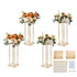 4PCS Gold Metal Column Wedding Flower Stand, 23.6inch /60cm High With Metal Laminate, Vase Geometric Centerpiece Stands, Cylindrical Floral Display Rack for Events Reception, Party Road Leads