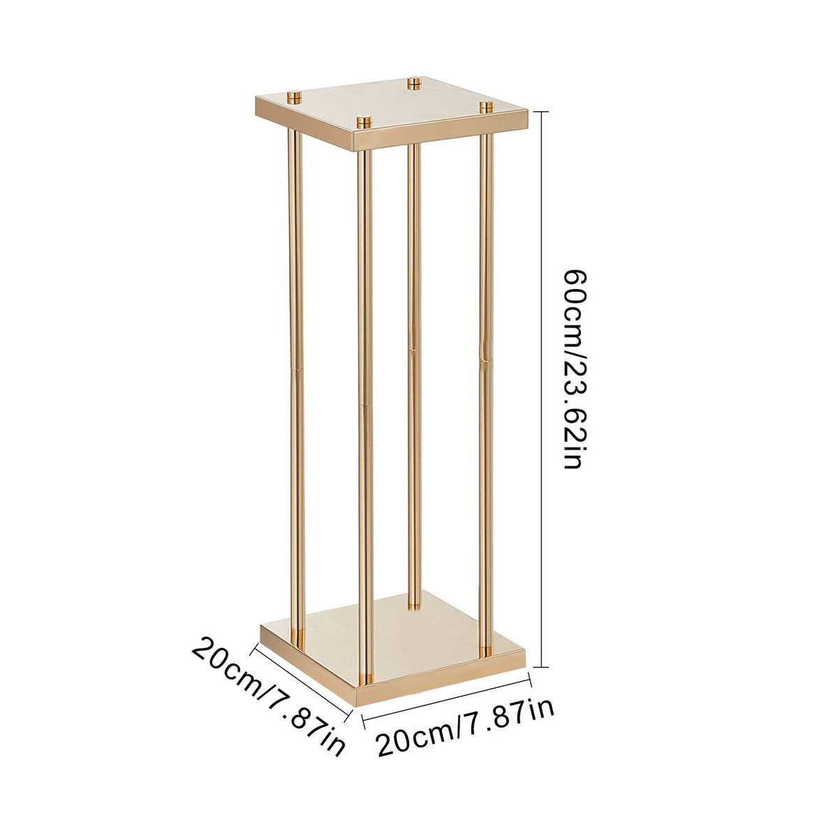 4PCS Gold Metal Column Wedding Flower Stand, 23.6inch /60cm High With Metal Laminate, Vase Geometric Centerpiece Stands, Cylindrical Floral Display Rack for Events Reception, Party Road Leads