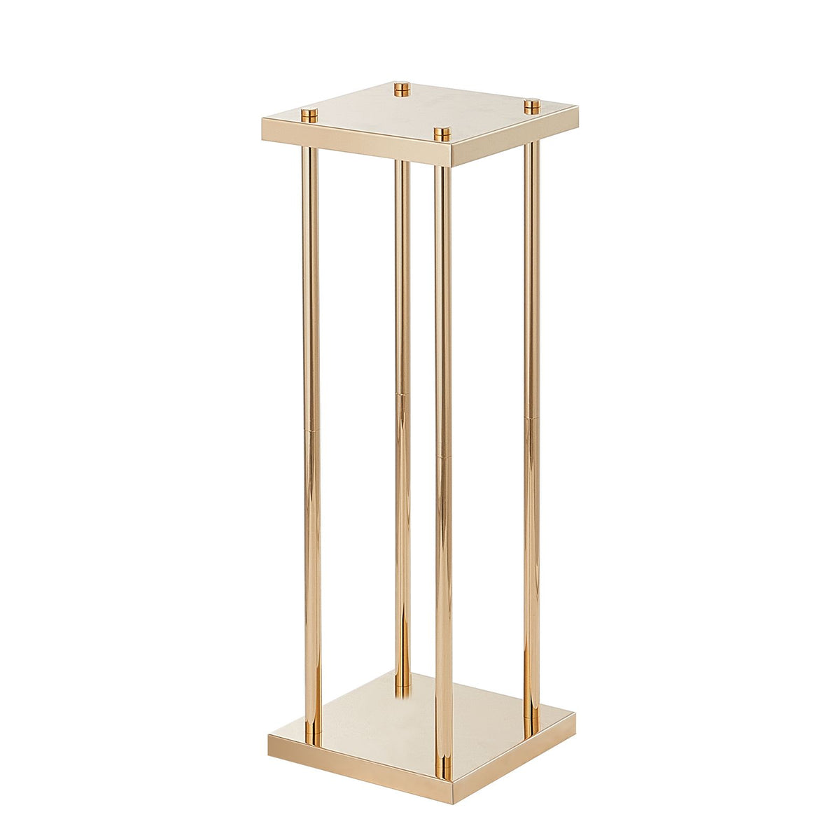 4PCS Gold Metal Column Wedding Flower Stand, 23.6inch /60cm High With Metal Laminate, Vase Geometric Centerpiece Stands, Cylindrical Floral Display Rack for Events Reception, Party Road Leads