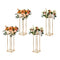 4PCS Gold Metal Column Wedding Flower Stand, 23.6inch /60cm High With Metal Laminate, Vase Geometric Centerpiece Stands, Cylindrical Floral Display Rack for Events Reception, Party Road Leads
