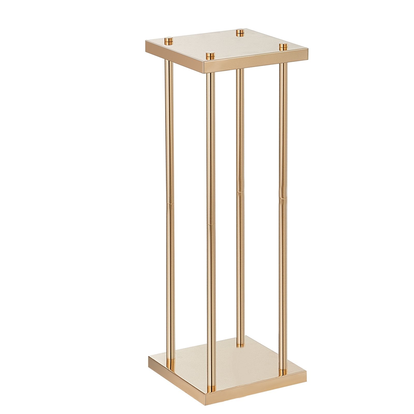 4PCS Gold Metal Column Wedding Flower Stand, 23.6inch /60cm High With Metal Laminate, Vase Geometric Centerpiece Stands, Cylindrical Floral Display Rack for Events Reception, Party Road Leads