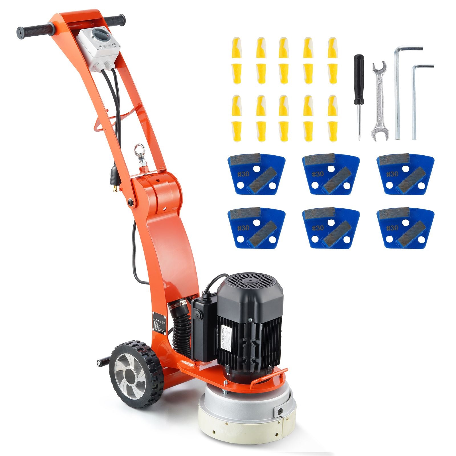 Electric Concrete Floor Grinder 10" Walk-Behind Grinder 3.0HP Concrete Floor Polisher, 2200W Grinding Machine, 1430RPM Upgrade Brushless Motor Surfacing Grinder for Granite/Marble/Stones