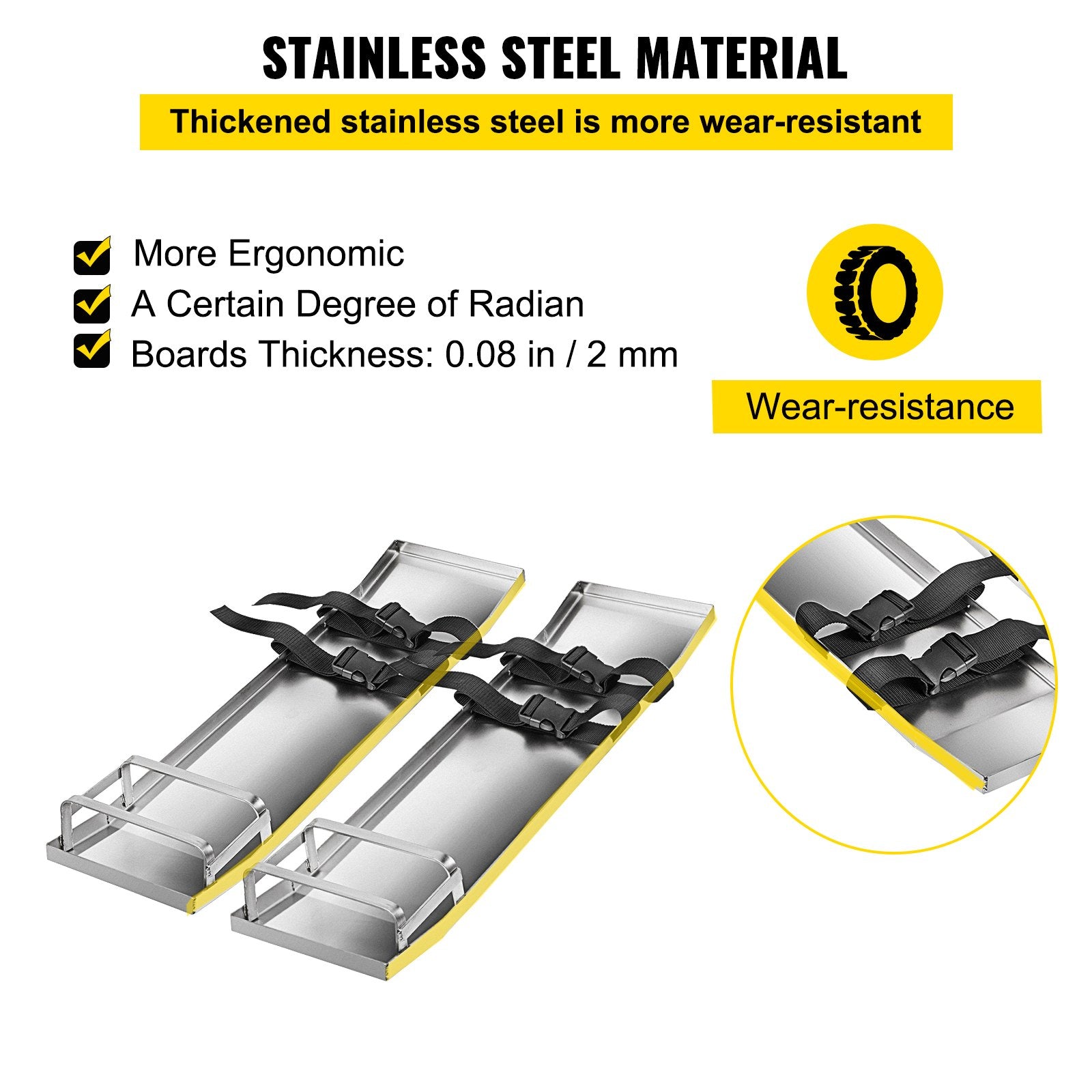 Concrete Knee Boards 70cm x 20cm Slider Knee Boards, Kneeler Board Stainless Steel Kneeboards, Concrete Sliders Pair Moving Sliders, with Concrete Board Straps for Cement and Concrete Finishi