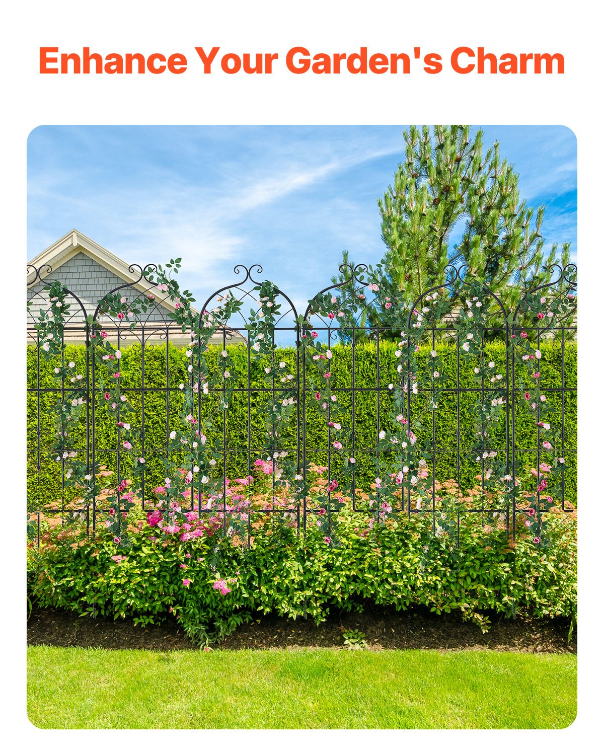 4 Packs Metal Garden Trellis for Climbing Plant Support 71x20 in Rustproof