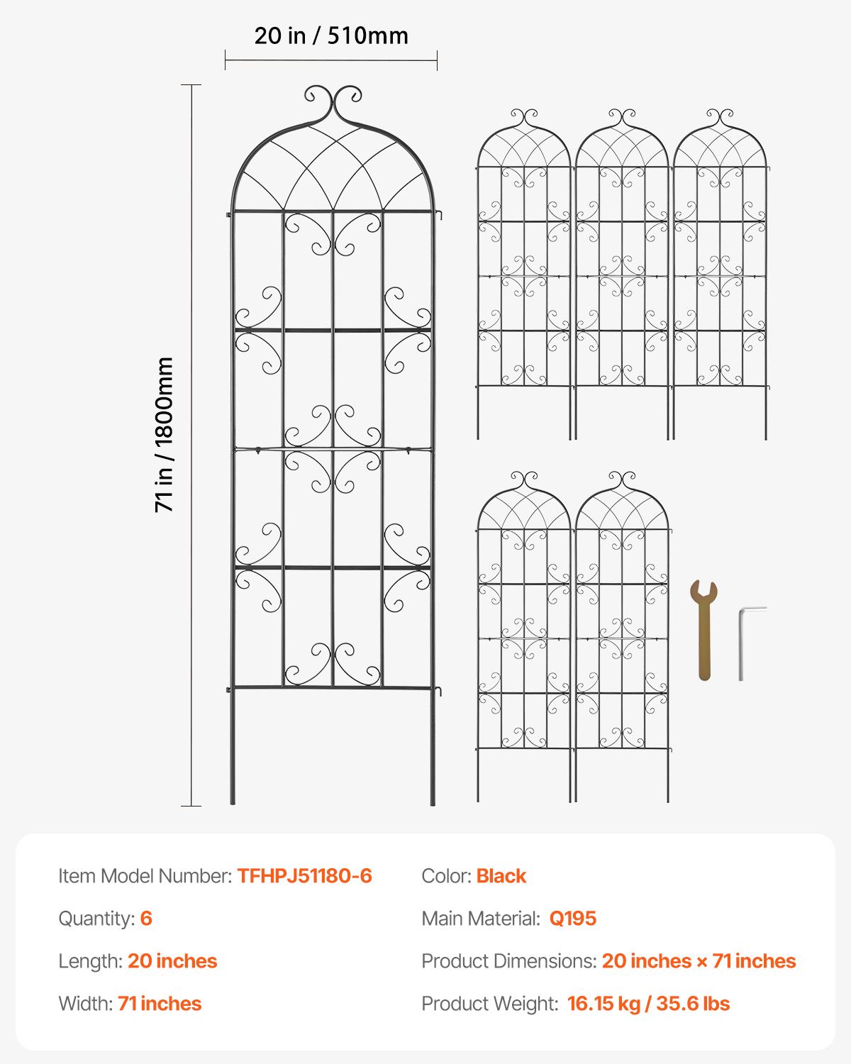 4 Packs Metal Garden Trellis for Climbing Plant Support 71x20 in Rustproof