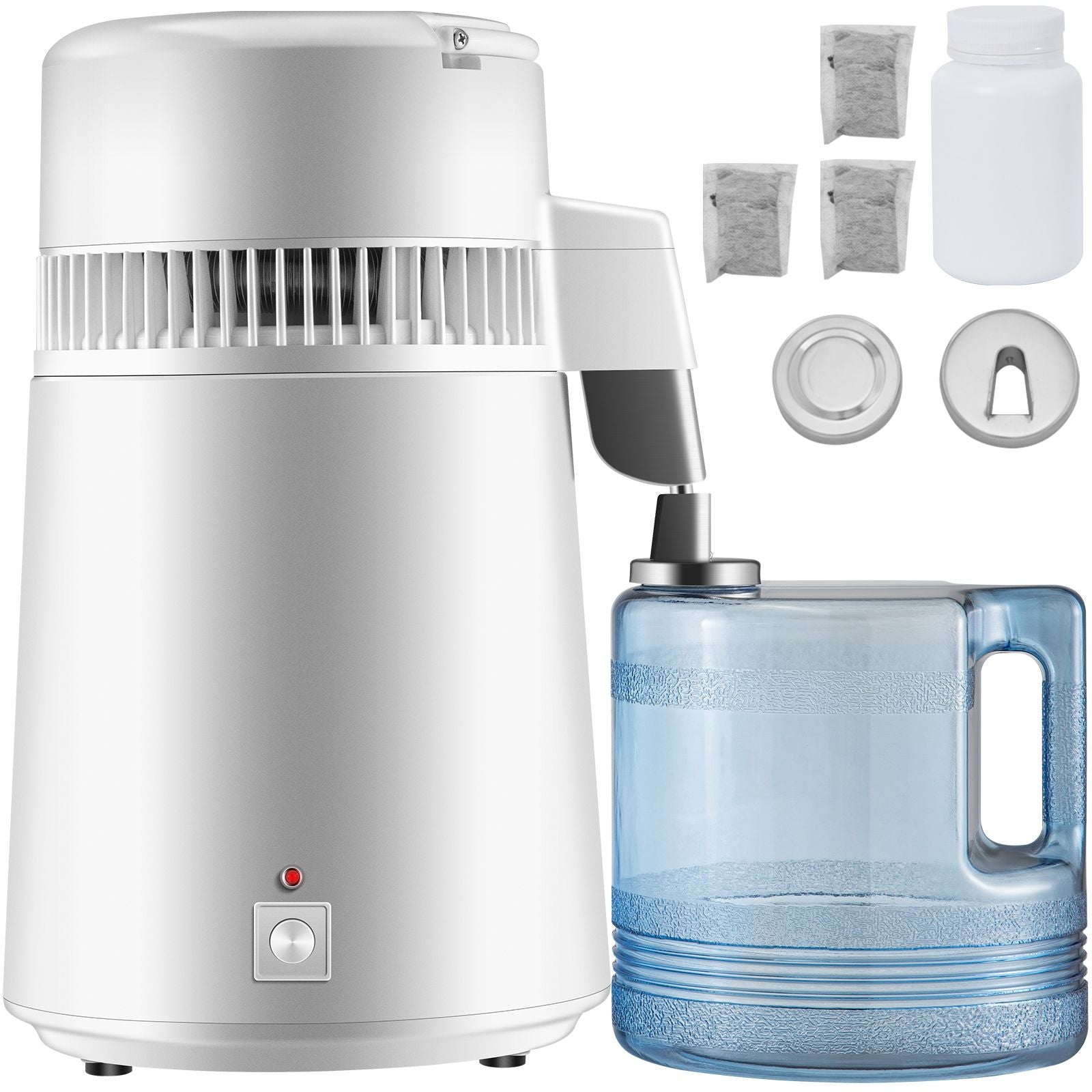 Water Distiller Purifier Pure Water Distiller Filters Water Distillation 4L Internal Stainless Steel with Collection Bottle