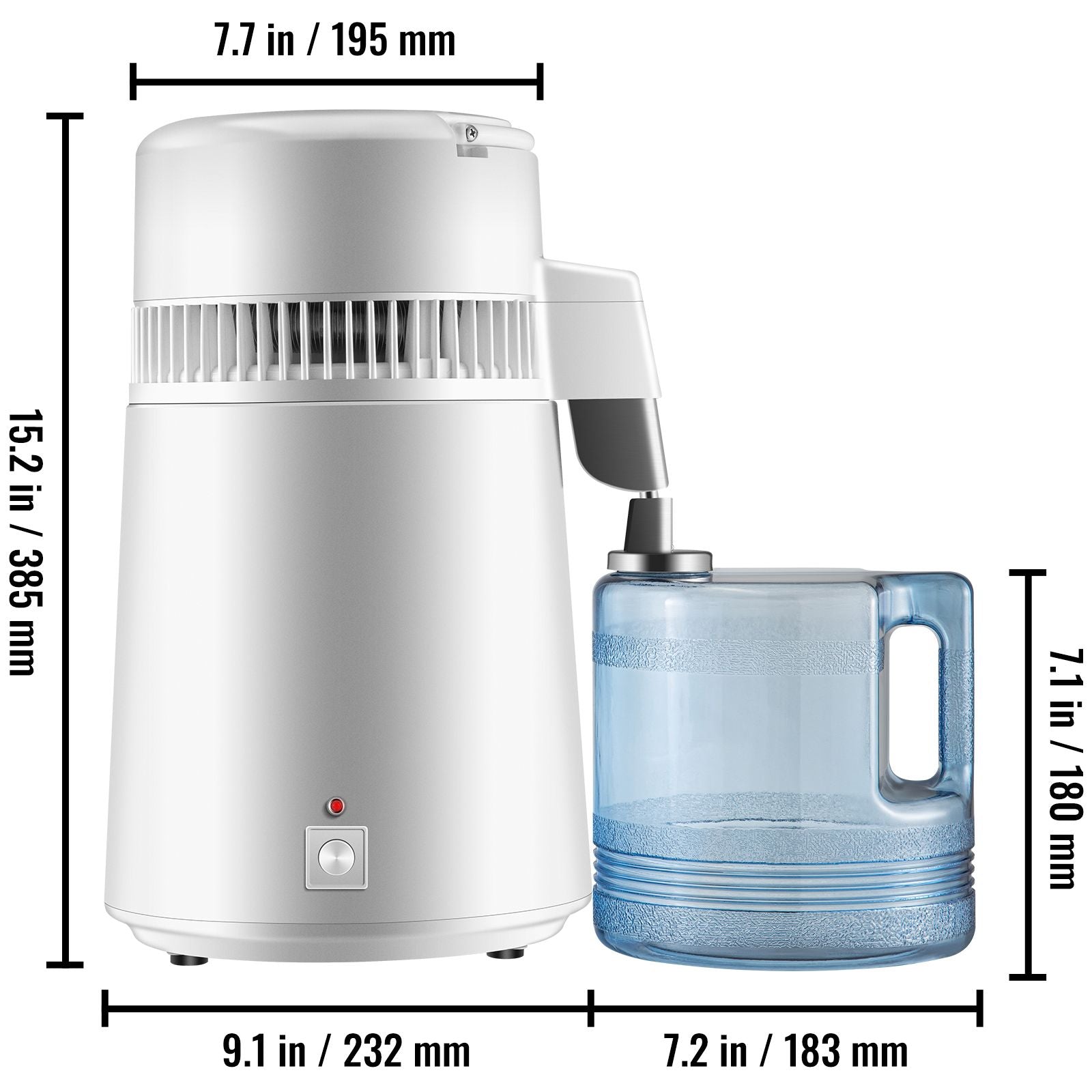 Water Distiller Purifier Pure Water Distiller Filters Water Distillation 4L Internal Stainless Steel with Collection Bottle