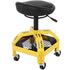 Rolling Garage Stool, 300LBS Capacity, Adjustable Height from 24 in to 28.7 in, Mechanic Seat with 360-degree Swivel Wheels and Tool Tray, for Workshop, Auto Repair Shop, Yellow